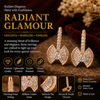 Rose Gold Bow Crystal Leverback Drop Earrings