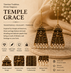 Antique Gold Temple Architecture Hook Drop Earrings