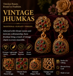 Antique Gold Flower Stud Dual-Stone Dome Jhumka