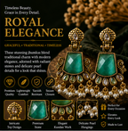 Antique Gold Mint Green Stone Chandbali with Pearl Drops