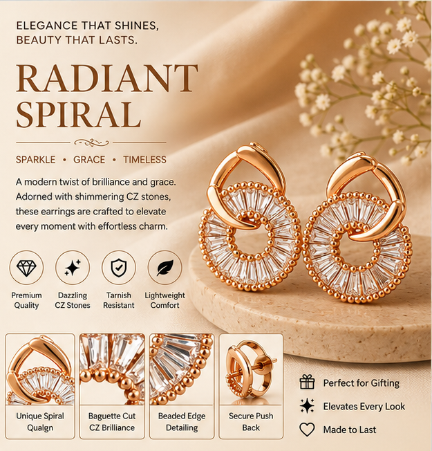 Rose Gold Crystal Halo Drop Earrings