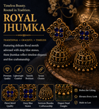 Antique Gold Flower Stud Cage Jhumka – Blue Stone