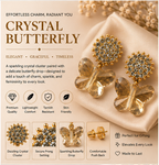 Gold Champagne Butterfly Crystal Earrings