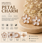 Rose Gold White Floral Stud Earrings