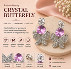 Silver Pavé Butterfly Crystal Drop Earrings
