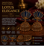 Navy Blue Enamel Lotus Jhumka Earrings