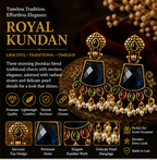 Antique Gold Navy Blue Stone Chandbali with Pearl Drops