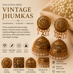 Antique Copper Mosaic Disc Jhumka with Pearl Drops