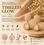 Rose Gold Cushion Crystal Drop Earrings