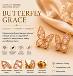 Pink Crystal Butterfly Stud Earrings