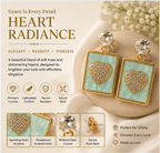 Gold Mint Heart Rectangle Drop Earrings