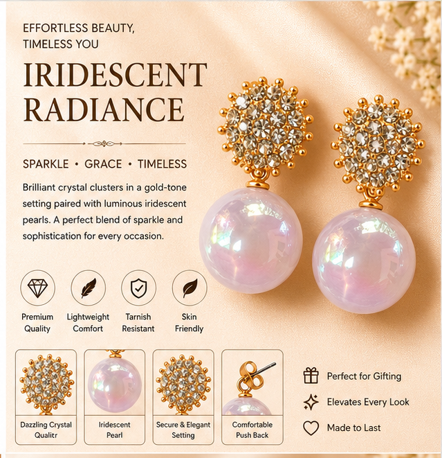 Gold Lavender Pearl Drop Earrings