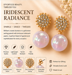 Gold Lavender Pearl Drop Earrings