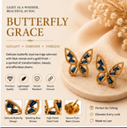 Blue Crystal Butterfly Stud Earrings
