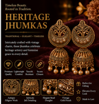 Antique Copper Crescent Arch Jhumka with Crystal Studs