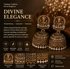 Antique Gold Temple Deity Jhumka with Pearl Drops