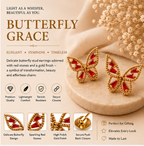 Red Crystal Butterfly Stud Earrings