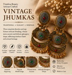 Antique Gold Peacock Oval Stud Chandbali with Bead Drops