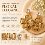 Gold Crystal Floral Drop Earrings