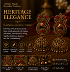 Copper Paisley Peacock Jhumka – Red Stone