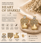 Gold Twin-Heart Pavé Crystal Stud Earrings