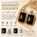 Gold Black Crystal Drop Earrings