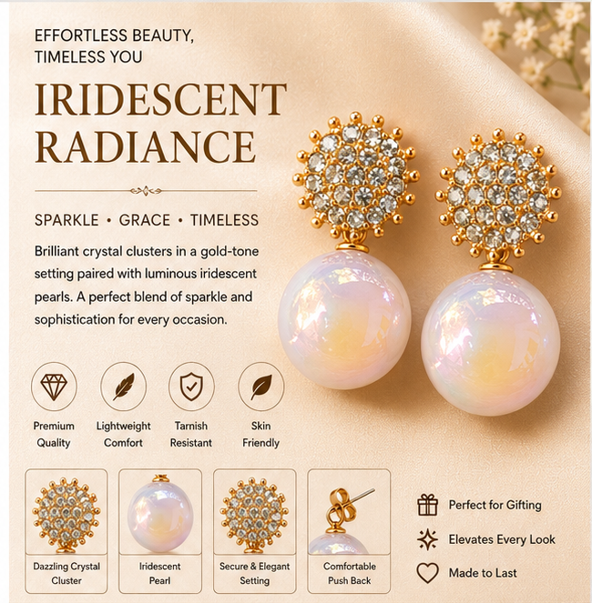 Gold Ivory Pearl Drop Earrings