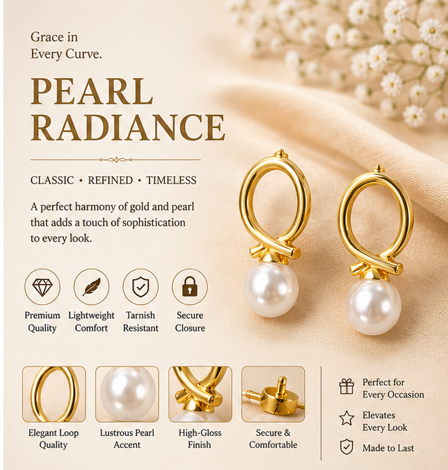 Gold Loop Knot Pearl Drop Earrings