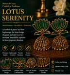 Green Enamel Lotus Jhumka Earrings