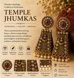 Antique Gold Temple Deity Bell-Shaped Jhumka with Pearls