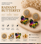 Gold Rainbow Butterfly Crystal Earrings
