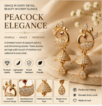 Gold Peacock Jhumka Drop Earrings