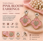 Rose Gold Pink Clover Heart Drop Earrings