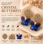 Gold Sapphire Butterfly Crystal Earrings
