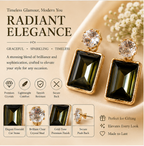Gold Black Emerald Crystal Drop Earrings