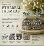Oxidised Silver Green Butterfly Stud Aurora Jhumka