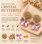 Gold Blush Butterfly Crystal Earrings