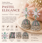 Silver Pastel Crystal Snowflake Stud Jhumka