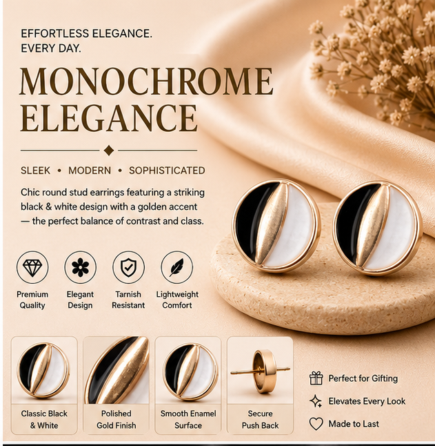 Rose Gold Abstract Circle Stud Earrings