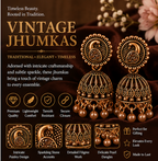 Copper Paisley Oval Stud Jhumka with Ball Drops