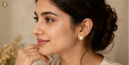 Gold Abstract Pearl Stud Earrings