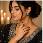 Silver Black Pearl Stud Earrings