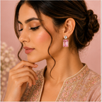 Gold Blush Pink Crystal Drop Earrings