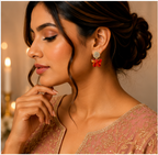 Gold Ruby Butterfly Crystal Earrings