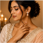 Silver Champagne Pearl Stud Earrings