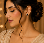 Rose Gold Black Teardrop Stud Earrings