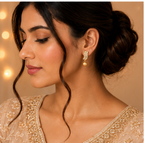Gold Wave Crystal & Textured Ball Drop Earrings