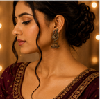 Oxidised Copper Peacock Jhumka with Brown Stone