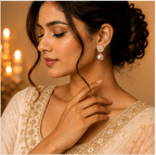 Gold Iridescent Mauve Pearl Drop Earrings