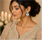 Silver Grey Pearl Stud Earrings